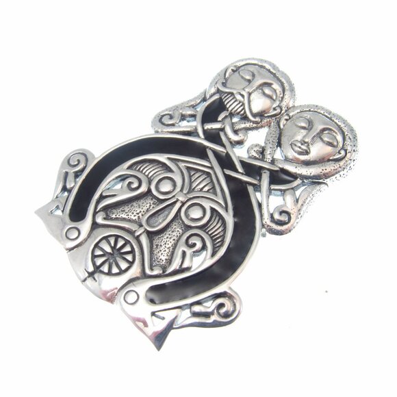 Solid 925 Sterling Silver Viking Borre Courtship Slide Pendant by Courtney Davis - Picture 7 of 9